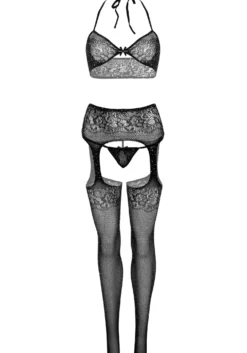 Haut de soutien-gorge, string et bas - Noir