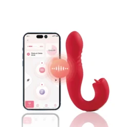 HoneyPlayBox - JOI Thrust 2 Capteur de Pression Contrôlé par App Vibrateur de Point G Poussant et Lécheur de Clitoris avec Langue Rouge