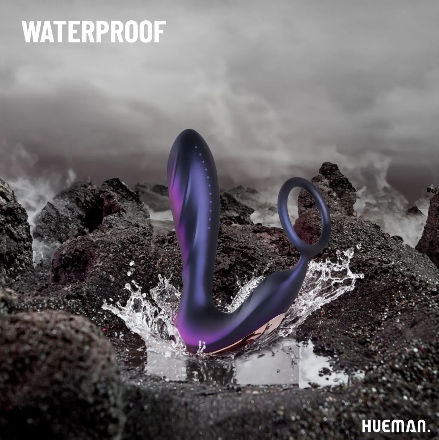 Hueman - Plug anal vibrant avec cockring et télécommande - Violet