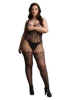 Le Desir - Bodystocking en Dentelle et Résille - Noir