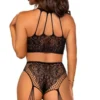 Leg Avenue - Body en Dentelle à Col Halter avec Porte-Jarretelles Intégrés