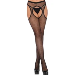 Leg Avenue - Dawn Collants Résille - Porte-Jarretelles à Détail Ondulé