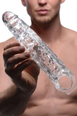 Manchon extenseur pour pénis avec nœuds - Transparent