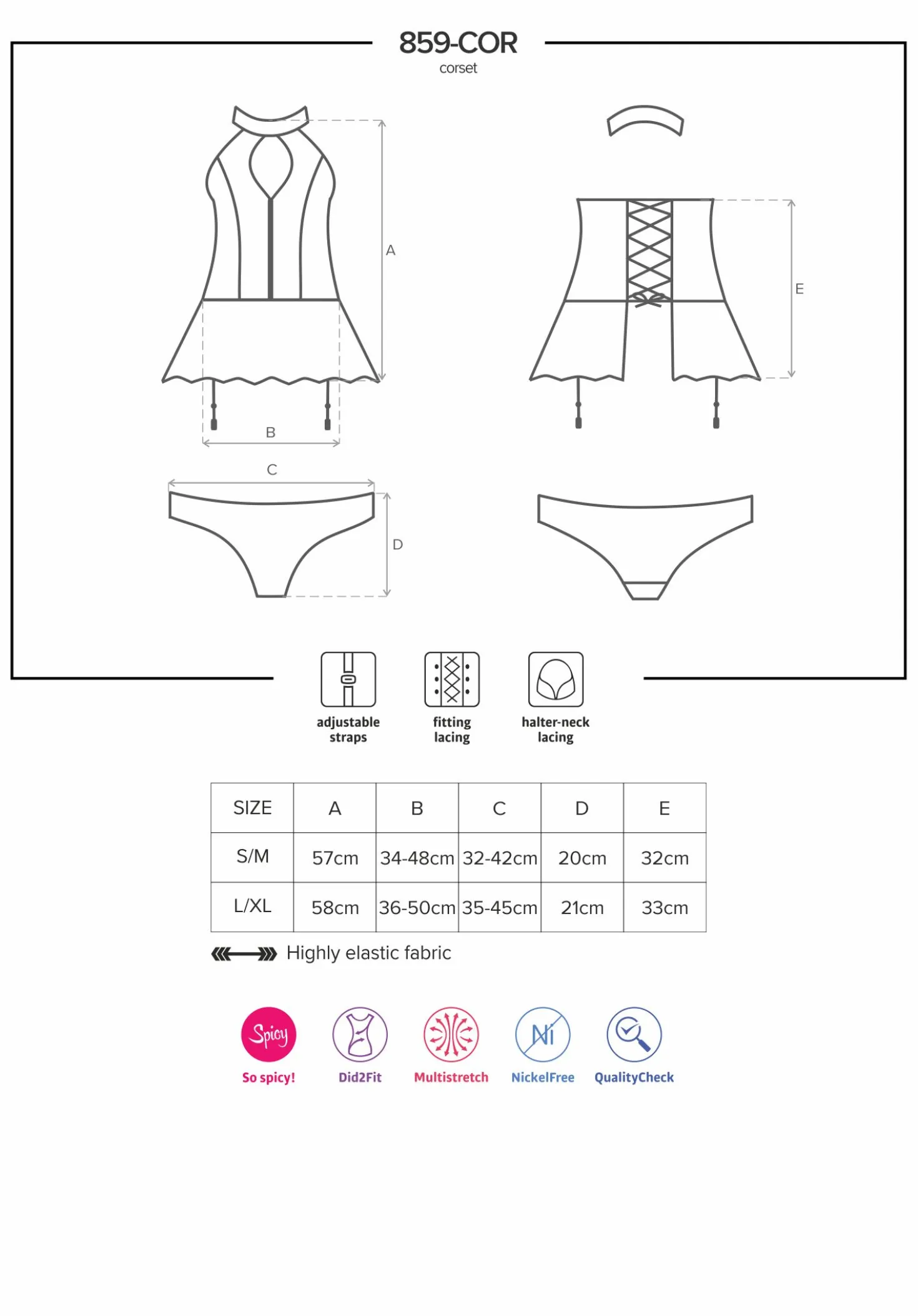 Obsessive – 859-COR-1 Corset & String – Noir