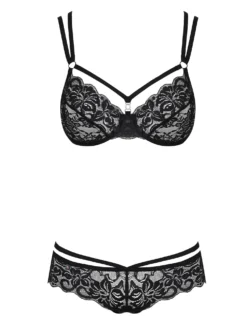 Obsessive - 2-Delige Kanten BH Set - Zwart