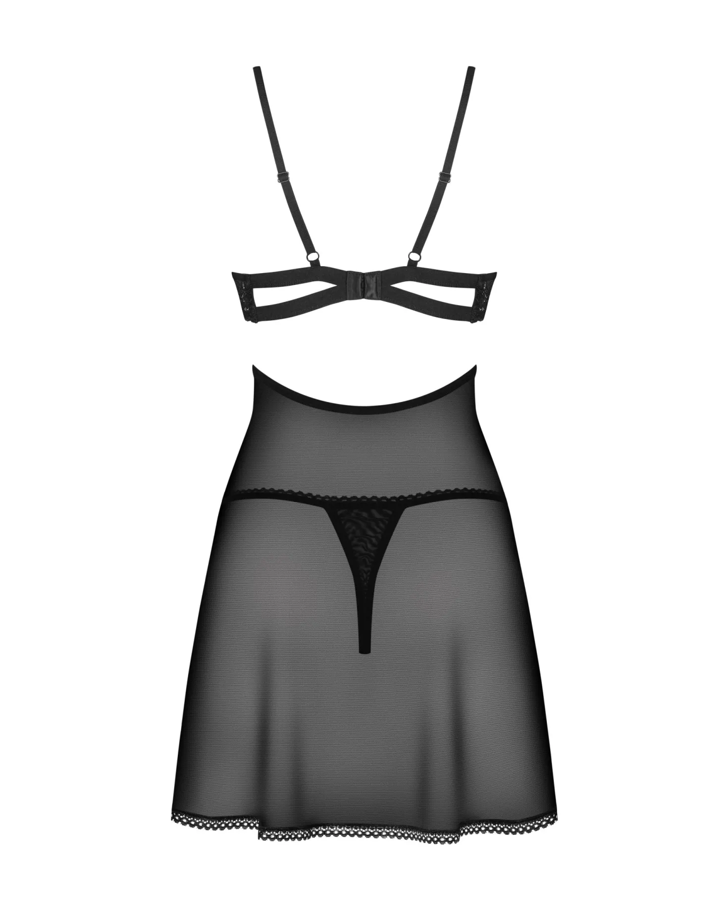 Obsessive - Nutris Babydoll et String - Noir