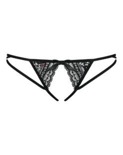 Obsessive - Picantina String ouvert à l'entrejambe - Noir