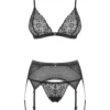 Obsessive - Shibu Ensemble 3 pièces avec soutien-gorge - Noir