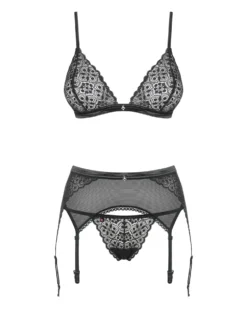Obsessive - Shibu Ensemble 3 pièces avec soutien-gorge - Noir
