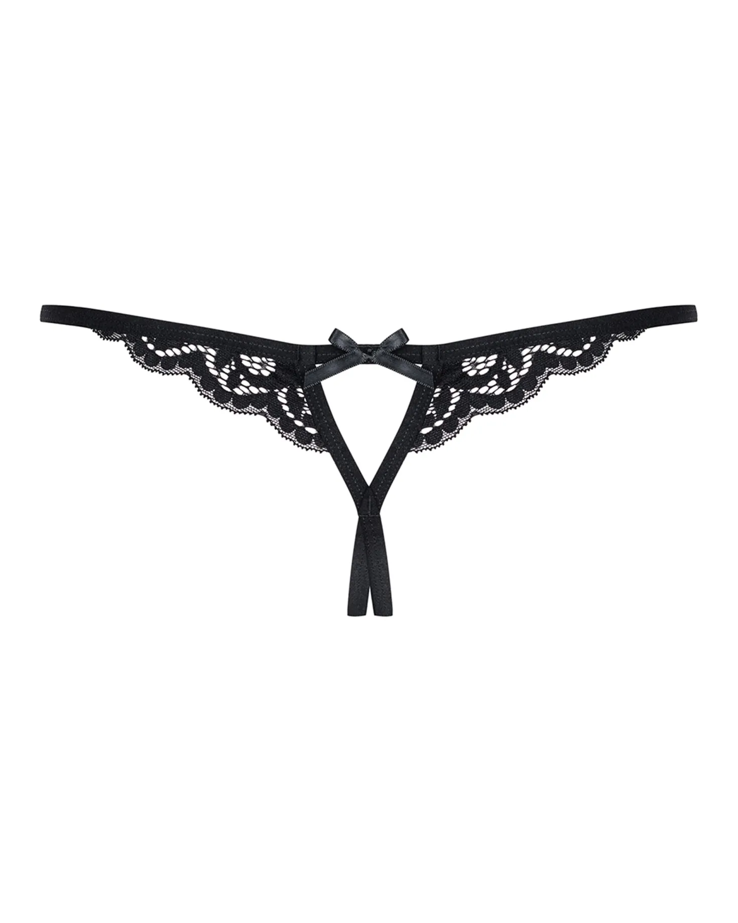 Obsessive - String en dentelle sans entrejambe - Noir
