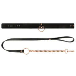 Rosy Gold - Collier avec laisse détachable - Noir