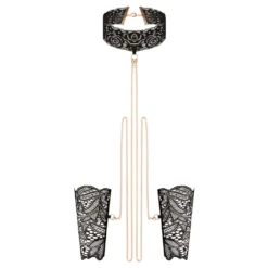 Rosy Gold - Menottes en Dentelle et Collier - Noir