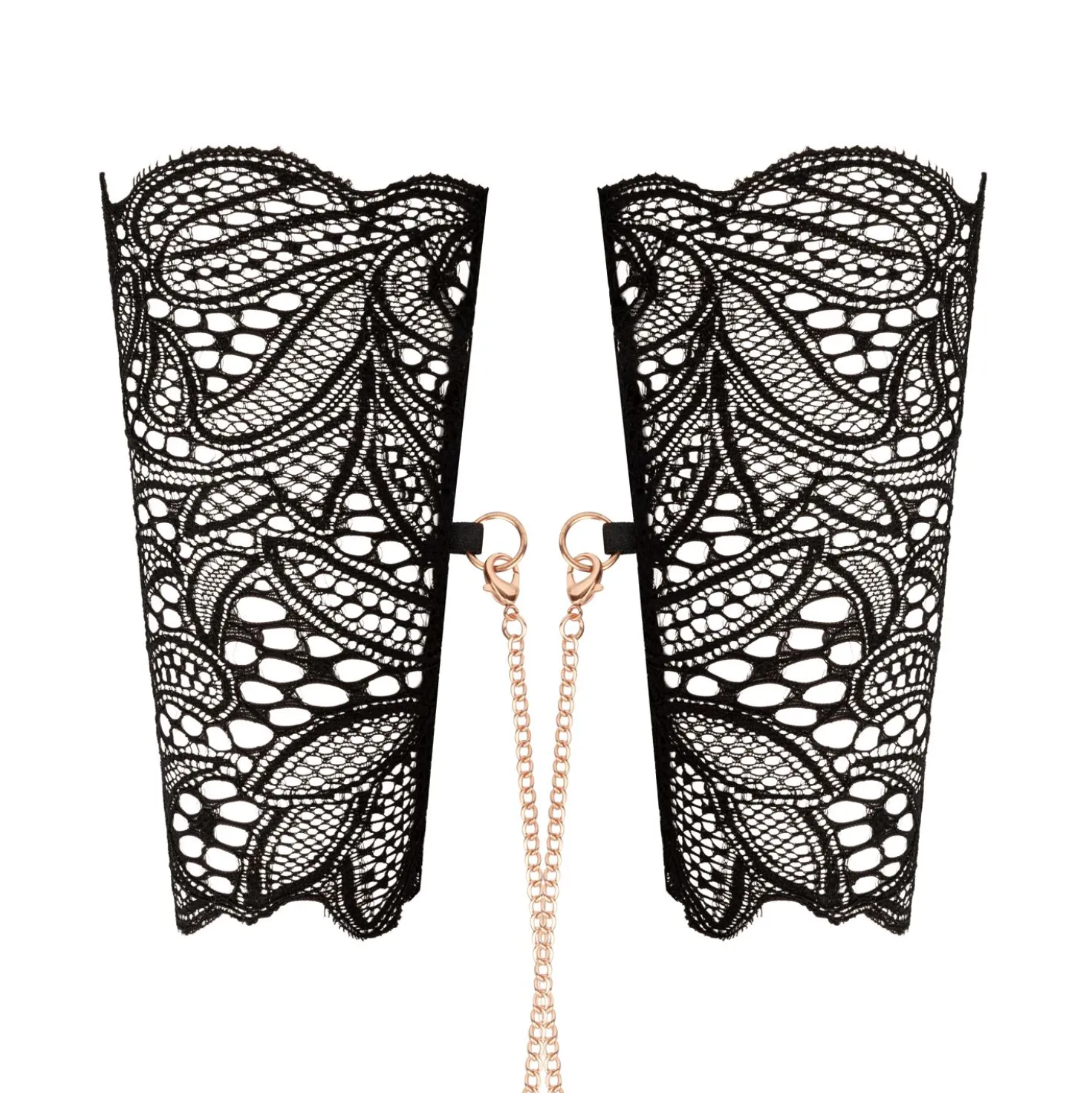 Rosy Gold - Menottes en Dentelle et Collier - Noir