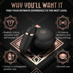 Rosy Gold – Stimulateur Léchage avec Boîtier Luxe – Noir