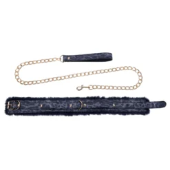 Sportsheets - Collier et Laisse en Fourrure Cougar - Noir