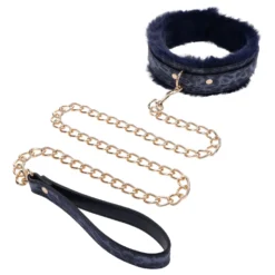 Sportsheets - Collier et Laisse en Fourrure Cougar - Noir