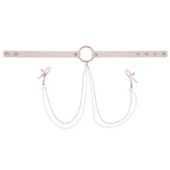 Sportsheets – S&M Peaches ‘n CreaMe Collier avec Pinces à Tétons – Cream