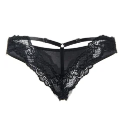 String avec dentelle - Noir