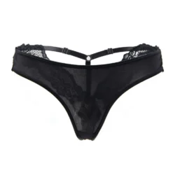 String avec dentelle - Noir