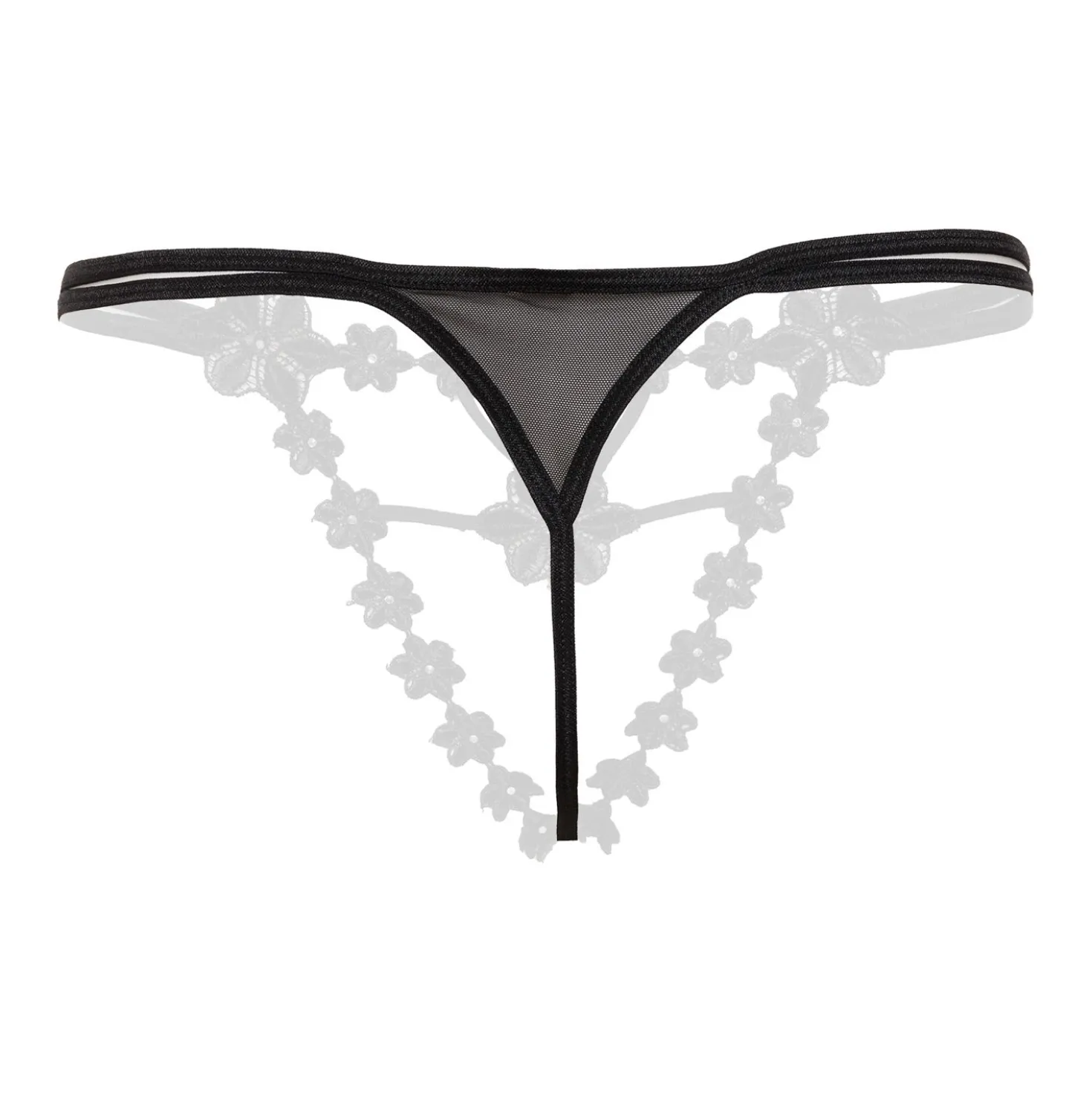 String en perles avec entrejambe ouvert Mea - Noir