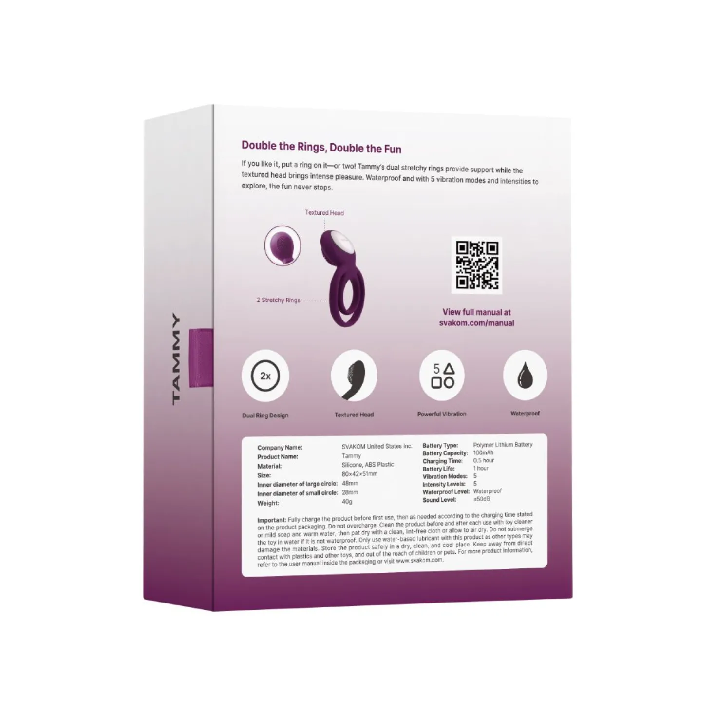 SVAKOM - Tammy - Cockring vibrant - Violet