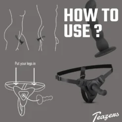 Teazers – Ensemble Harnais Strap-On Silicone – Noir