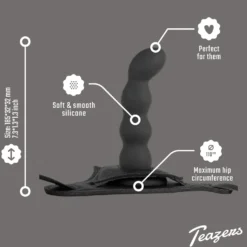 Teazers – Ensemble Harnais Strap-On Silicone – Noir
