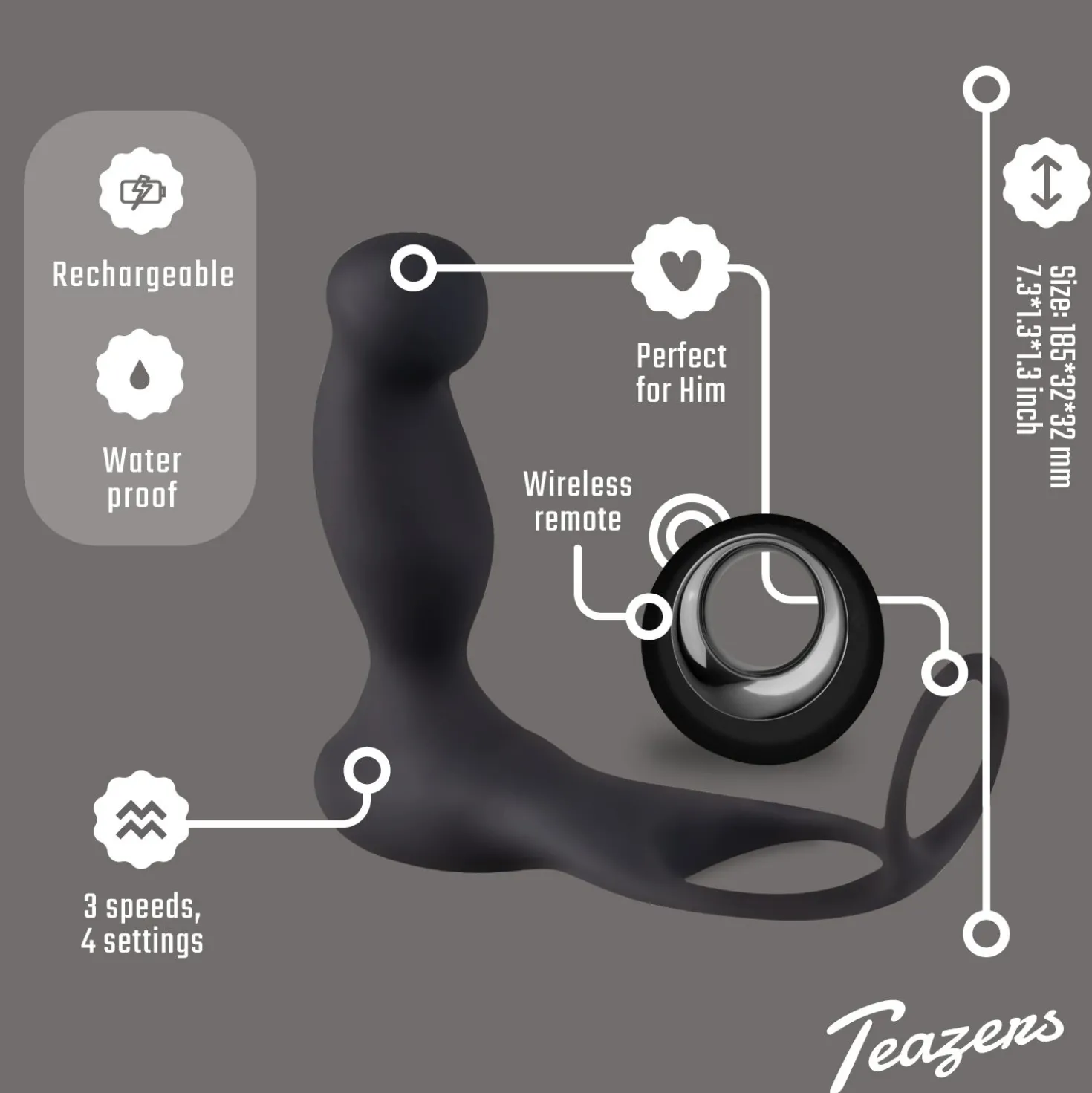 Teazers - Vibromasseur pour prostate avec cockring et télécommande