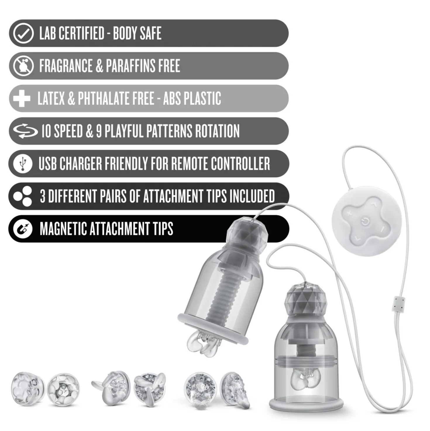 Temptasia - Stimulateurs de tétons vibrants et rotatifs Titillator