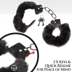 XR Brands - Cuffed In Fur Menottes - Noir
