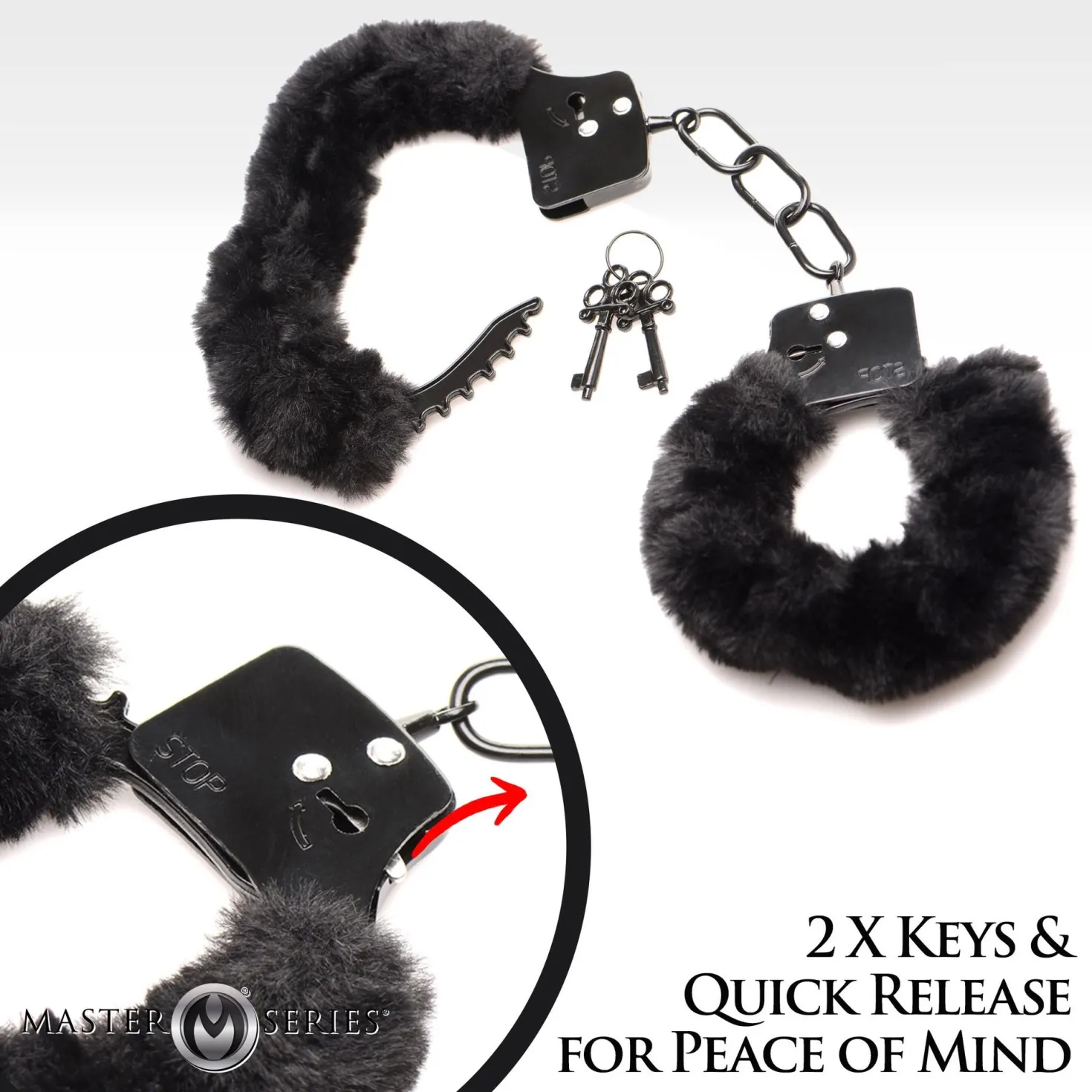 XR Brands - Cuffed In Fur Menottes - Noir