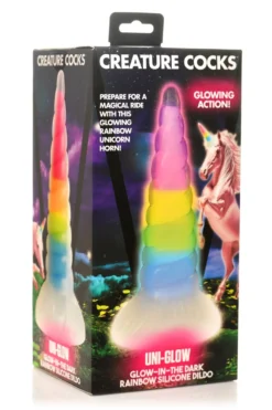 XR Brands - Gode en Silicone Luminescent Arc-en-ciel