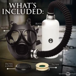 XR Brands - Masque à Gaz Inhalateur avec Bouteille - Noir et Blanc
